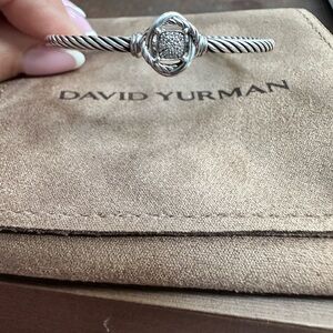 David Yurman Twisted Silver Bracelet with Diamond Accent